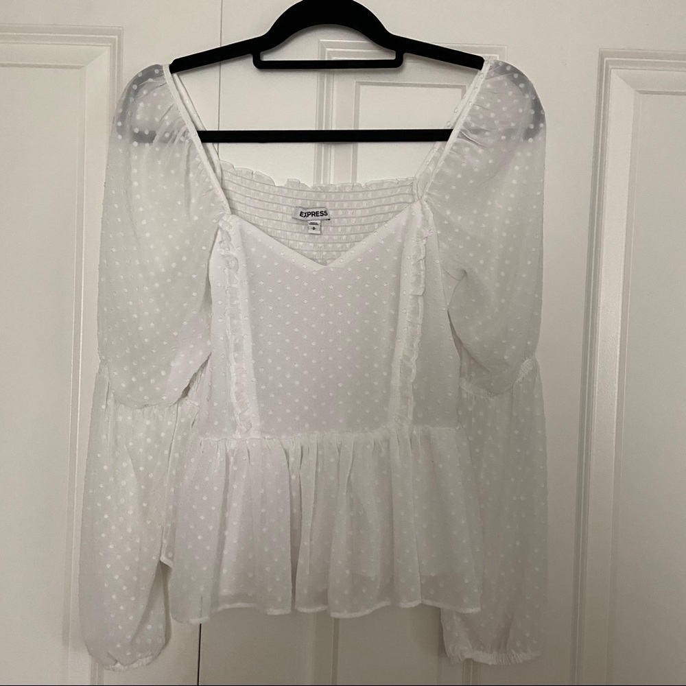 Express White Peplum Blouse Top
